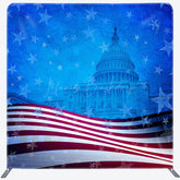 Lofaris Us Flag With White House Square Tension Backdrop